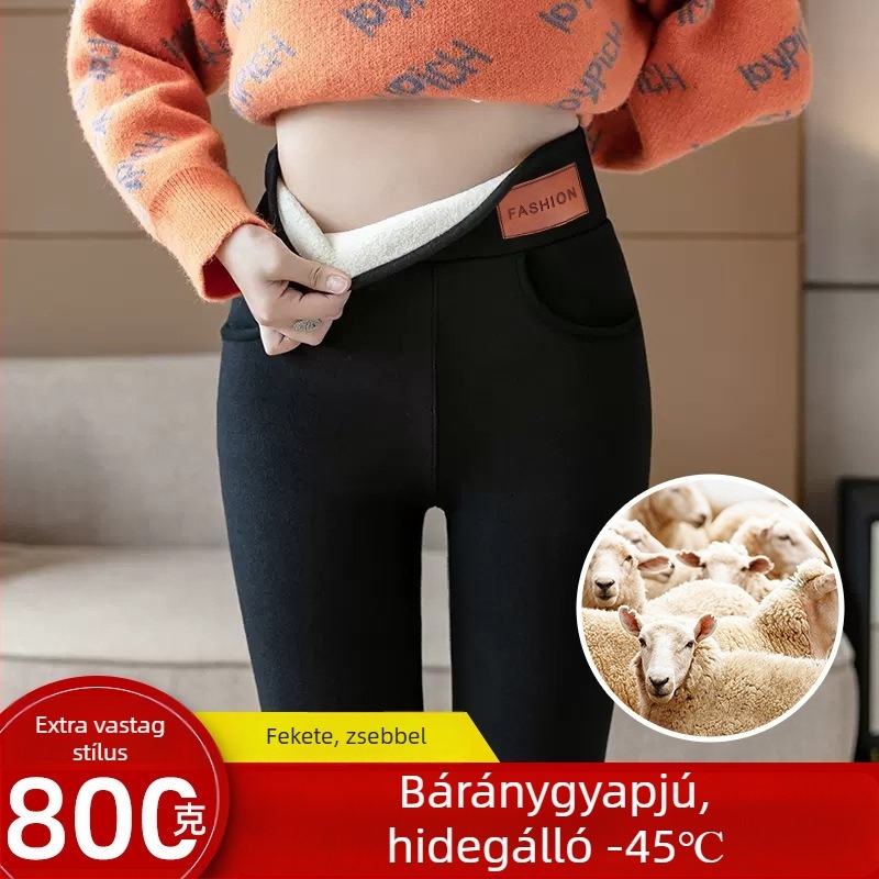 Női fleece-beléses termál leggings, ultranagy vastagságú, meleg téli viselet, plusz méret