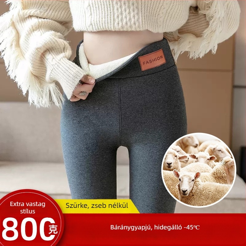 Női fleece-beléses termál leggings, ultranagy vastagságú, meleg téli viselet, plusz méret