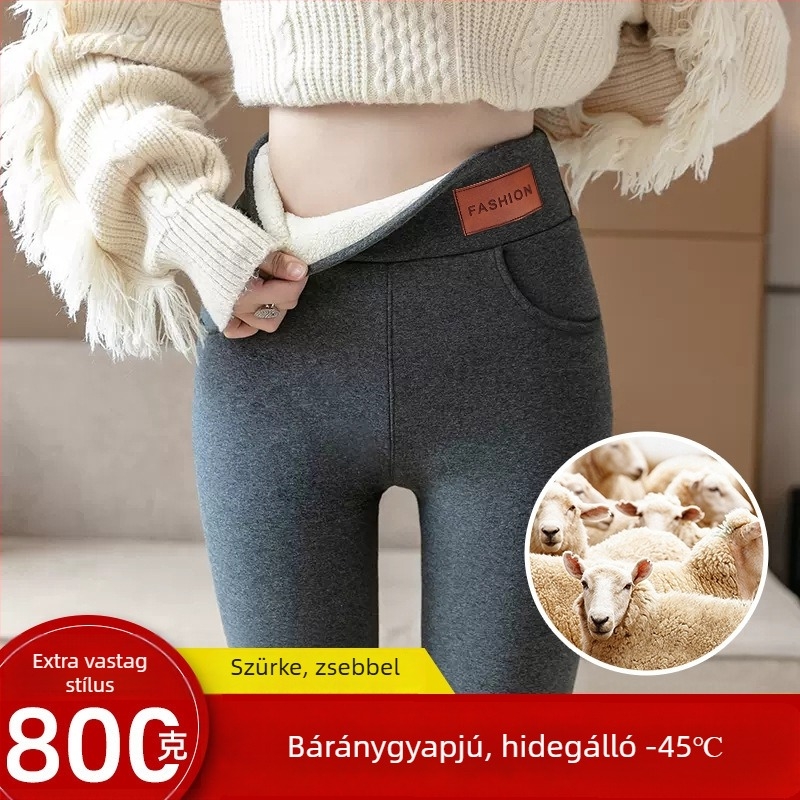 Női fleece-beléses termál leggings, ultranagy vastagságú, meleg téli viselet, plusz méret