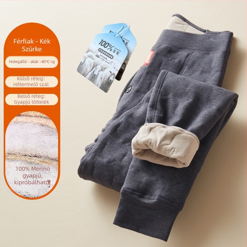 Uniszex gyapjú belső fleece béléses téli nadrág, háromrészeg izoláció, extrán vastag 501–600 g/m²