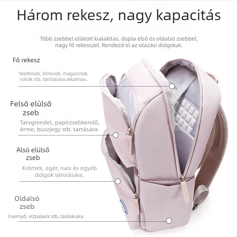 Új 2025-ös nylon hátizsák, nagy kapacitású, egyetemi és középiskolai diákok számára, két vállpánttal