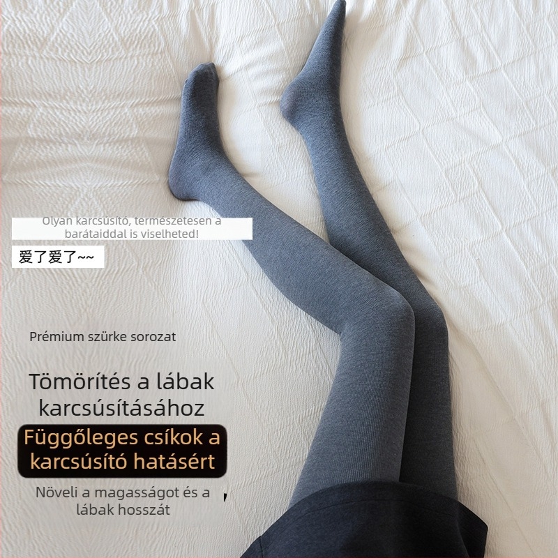 Vertical csíkos harisnyanadrág felhőmintával, mikrokompressziós, nőknek, tavasz-ősz, fekete-szürke, karcsúsít és formálja az alakot, felemeli a feneket