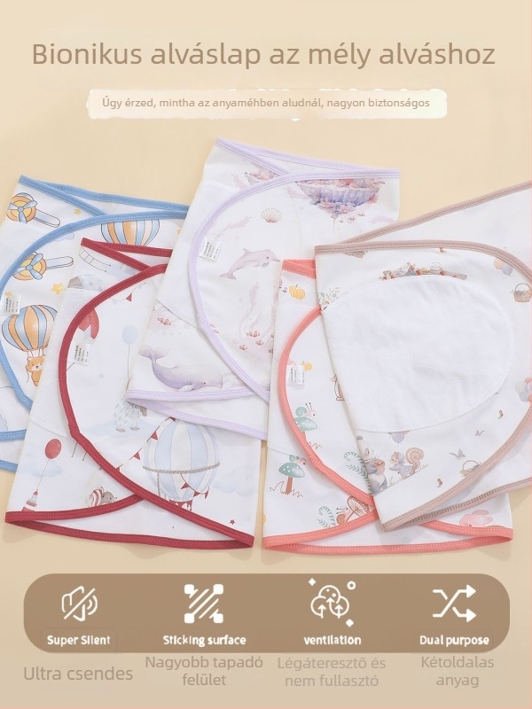 Újszülött anti-startle alvózsák szárnyakkal, 100% pamut, egész éves használatra, rajzolt mintázat, Velcro-zár