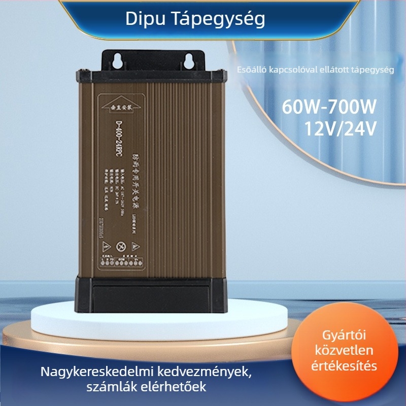 Esőálló LED kültéri reklámhoz készült kapcsolóüzemű tápegység, 60-700 W, IP44, 86% hatásfok