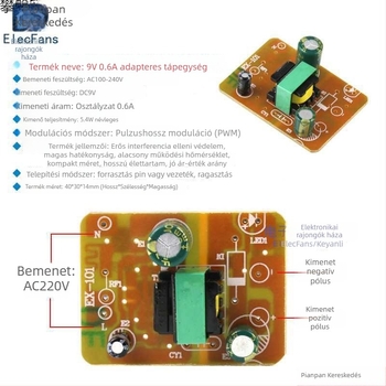 Kapcsolóüzemű adaptertáplemez — bemenet AC 220V, kimenet DC, választható feszültség 5V/6V/9V/12V/24V