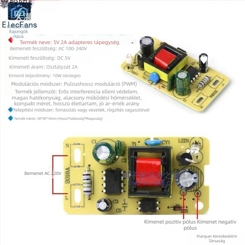 Kapcsolóüzemű adaptertáplemez — bemenet AC 220V, kimenet DC, választható feszültség 5V/6V/9V/12V/24V