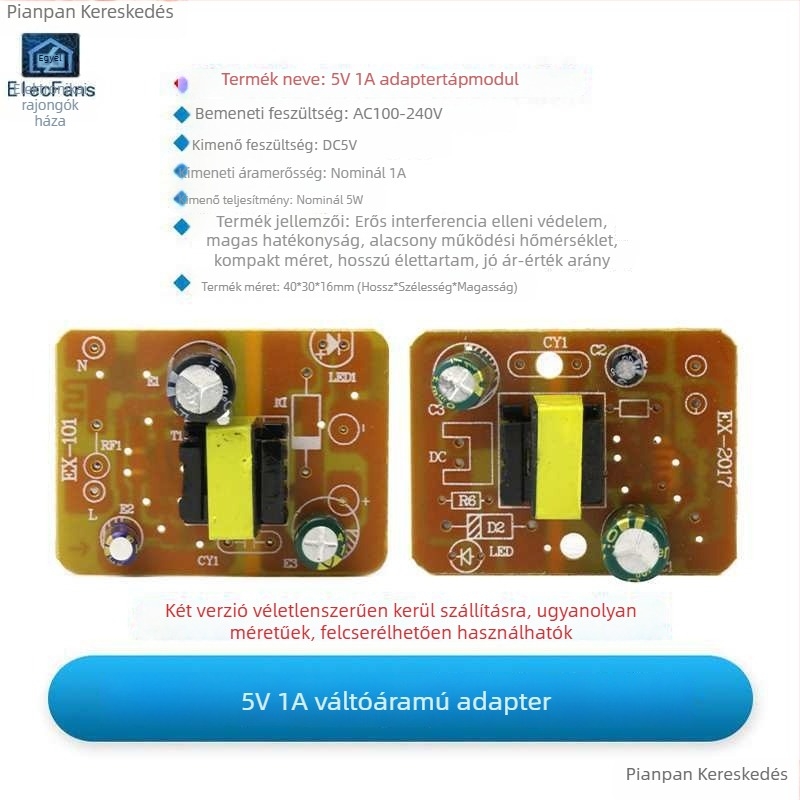 Kapcsolóüzemű adaptertáplemez — bemenet AC 220V, kimenet DC, választható feszültség 5V/6V/9V/12V/24V