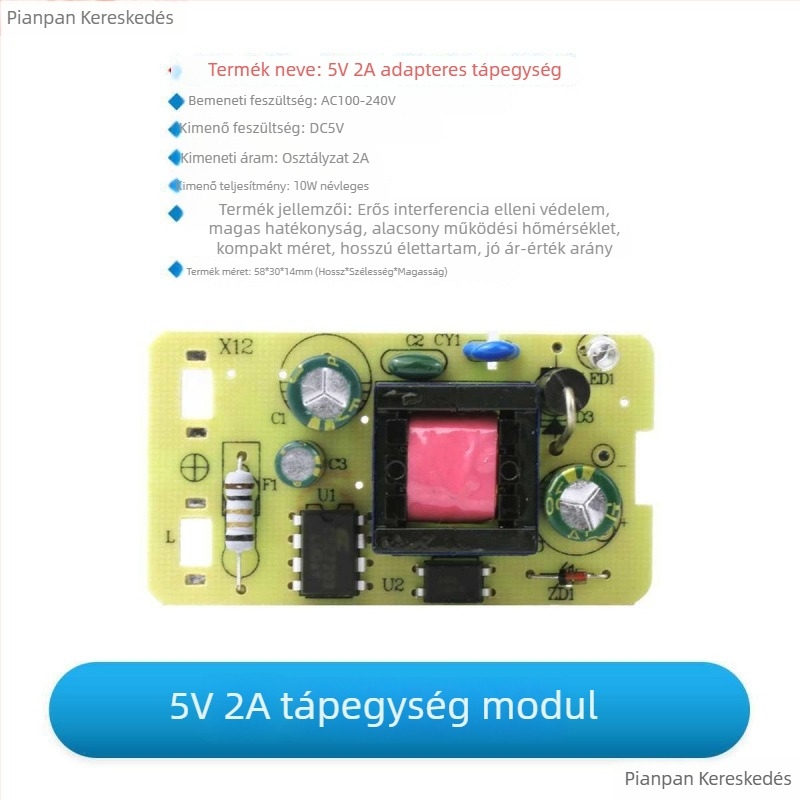 Kapcsolóüzemű adaptertáplemez — bemenet AC 220V, kimenet DC, választható feszültség 5V/6V/9V/12V/24V