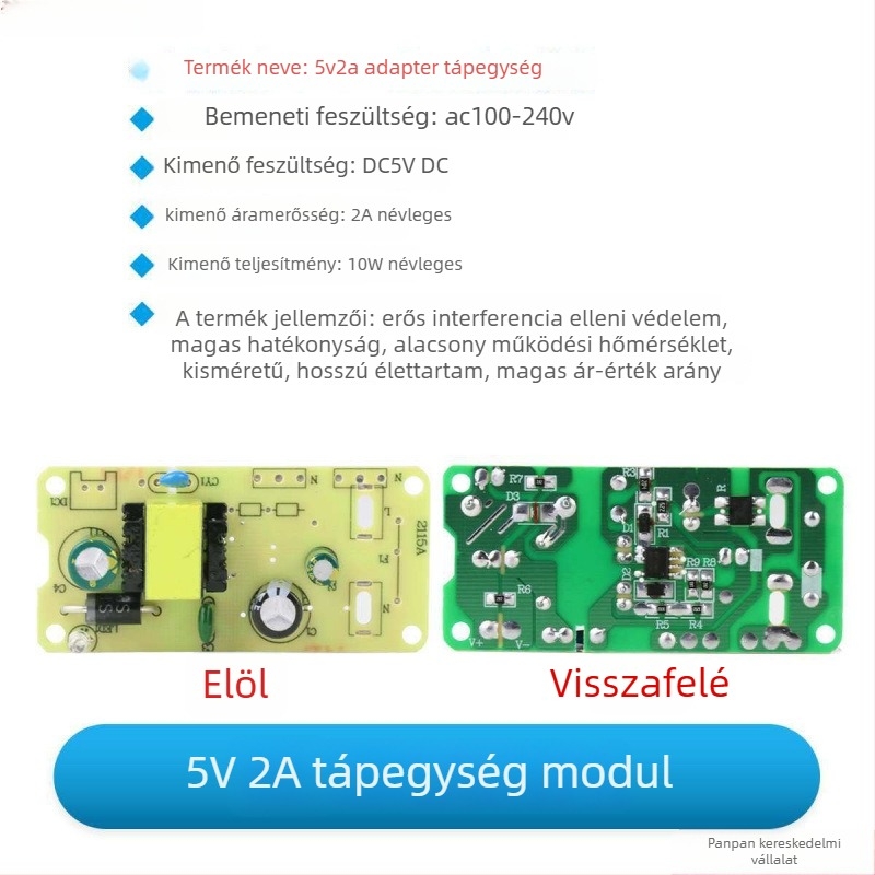 Kapcsolóüzemű adaptertáplemez — bemenet AC 220V, kimenet DC, választható feszültség 5V/6V/9V/12V/24V