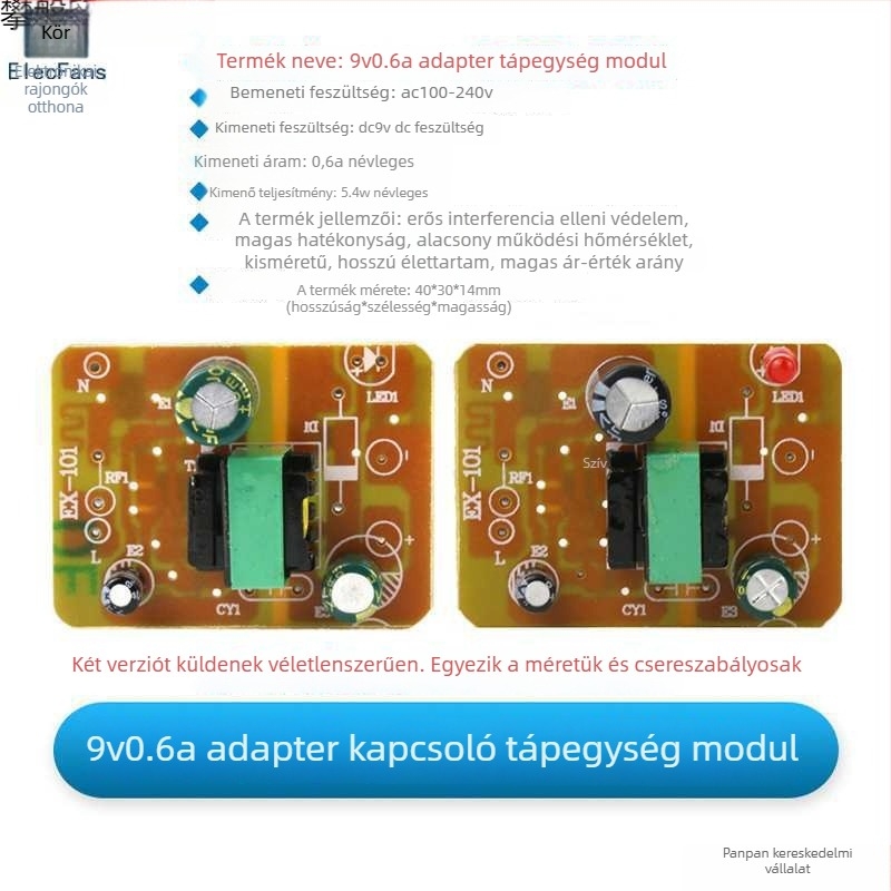 Kapcsolóüzemű adaptertáplemez — bemenet AC 220V, kimenet DC, választható feszültség 5V/6V/9V/12V/24V