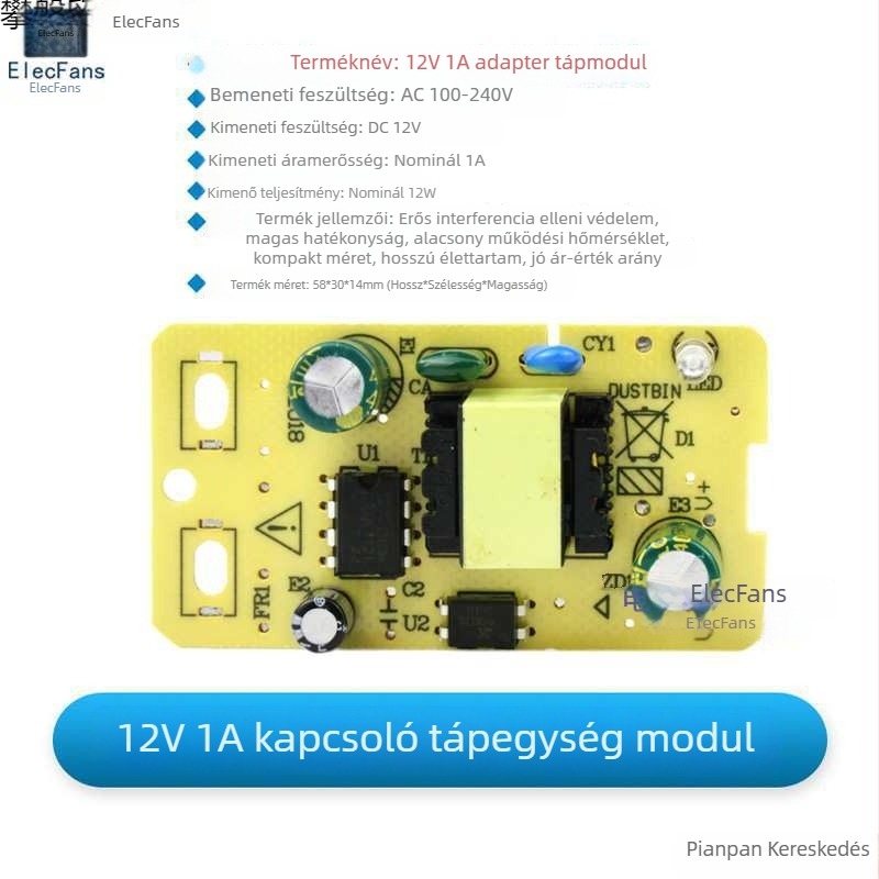 Kapcsolóüzemű adaptertáplemez — bemenet AC 220V, kimenet DC, választható feszültség 5V/6V/9V/12V/24V