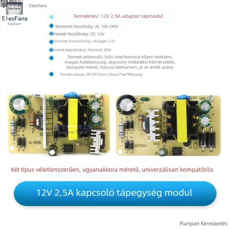 Kapcsolóüzemű adaptertáplemez — bemenet AC 220V, kimenet DC, választható feszültség 5V/6V/9V/12V/24V