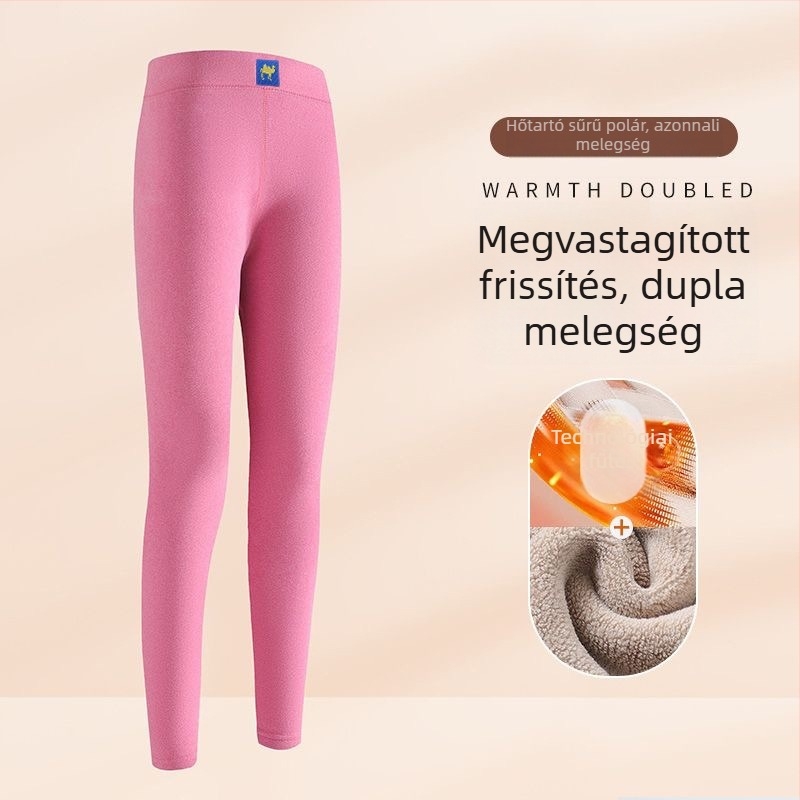 Női fleece-belelt melegítő nadrág, vastag anyag, magas derekú, őszi-téli szezonra, plusz méret