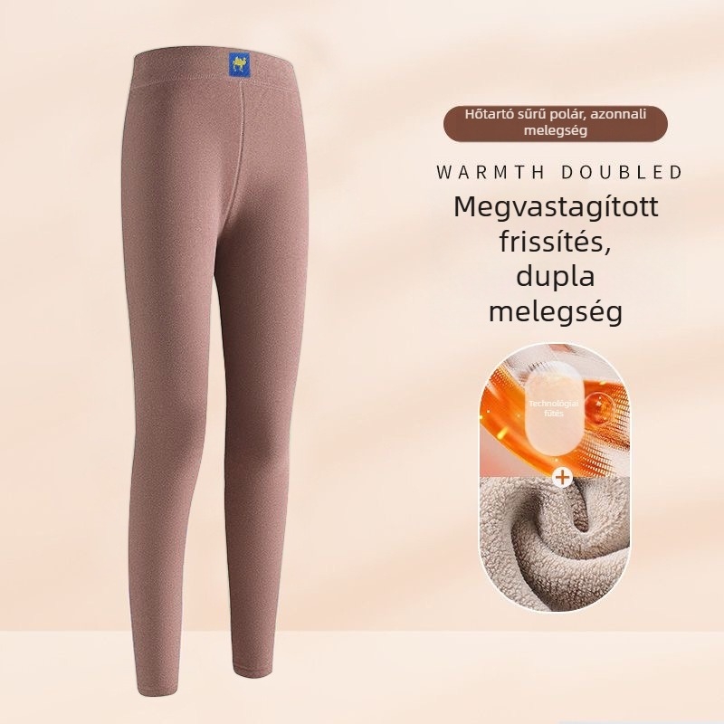 Női fleece-belelt melegítő nadrág, vastag anyag, magas derekú, őszi-téli szezonra, plusz méret