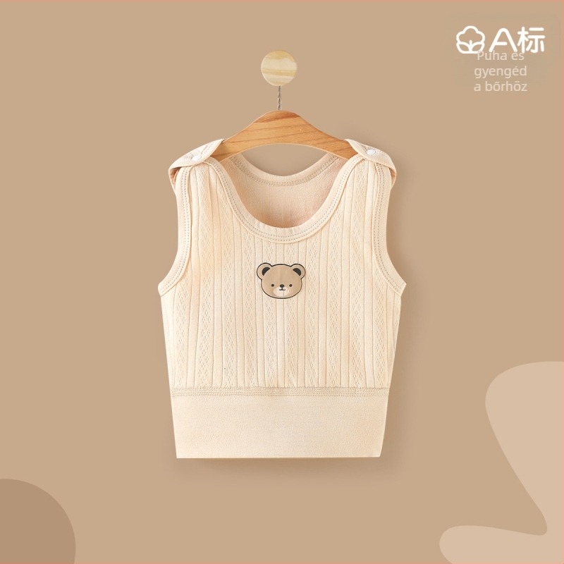 Újszülött pamut kötött ujjatlan mellény vállcsatokkal, 100% pamut, puha felület