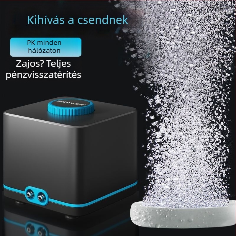 Változó frekvenciájú oxigénpumpa, rendkívül csendes, kompakt otthoni modell, nagy levegőáram akváriumhoz