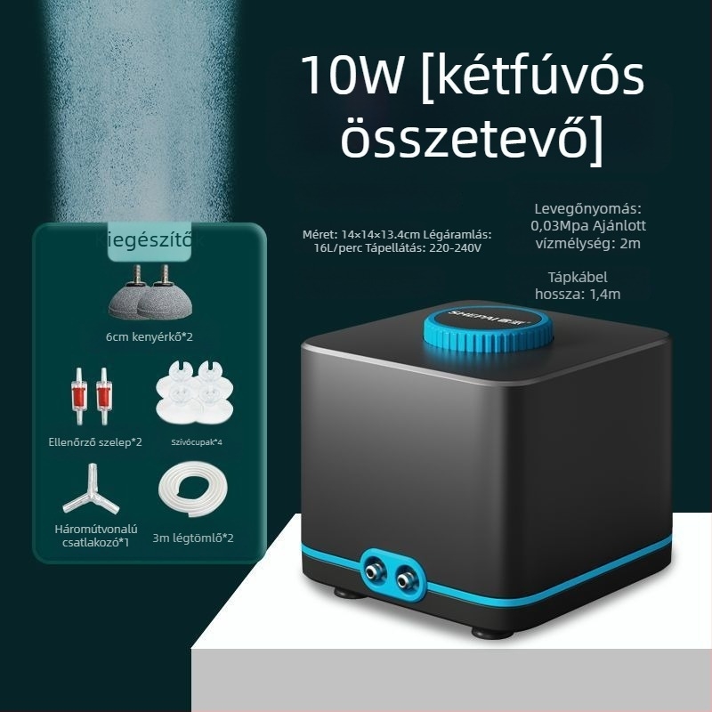 Változó frekvenciájú oxigénpumpa, rendkívül csendes, kompakt otthoni modell, nagy levegőáram akváriumhoz