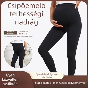 Várandós nőknek tervezett jóga nadrág, magas derék a csípő emeléséért, szűk fazon, nylon 70-80%, közepes vastagság, őszi 2024