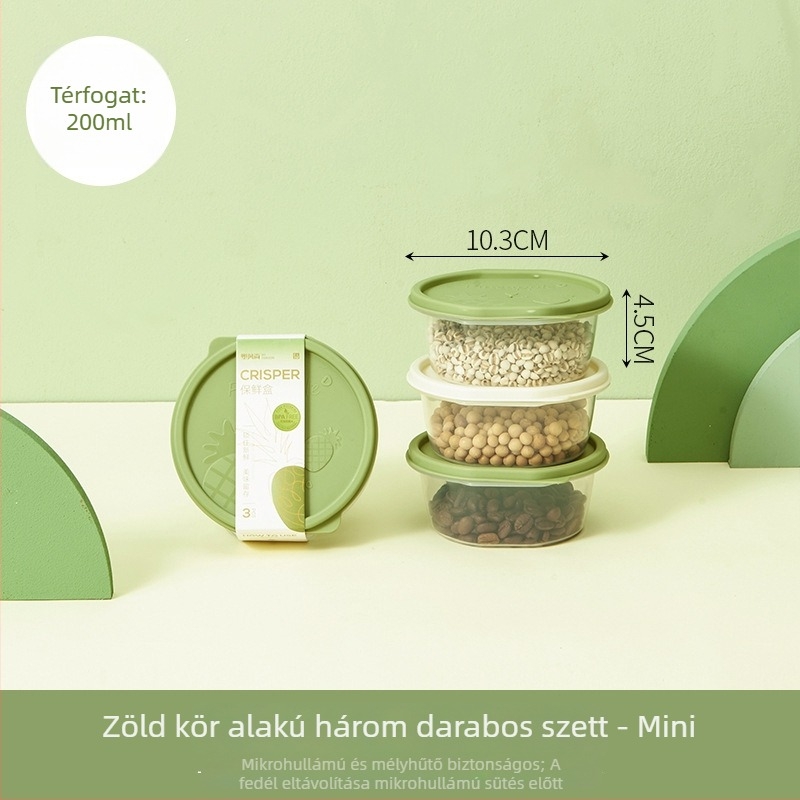 Frissességmegőrző ebédes doboz, kör alakú, 1-2L, PP anyag, mikrohullámú sütő-kompatibilis