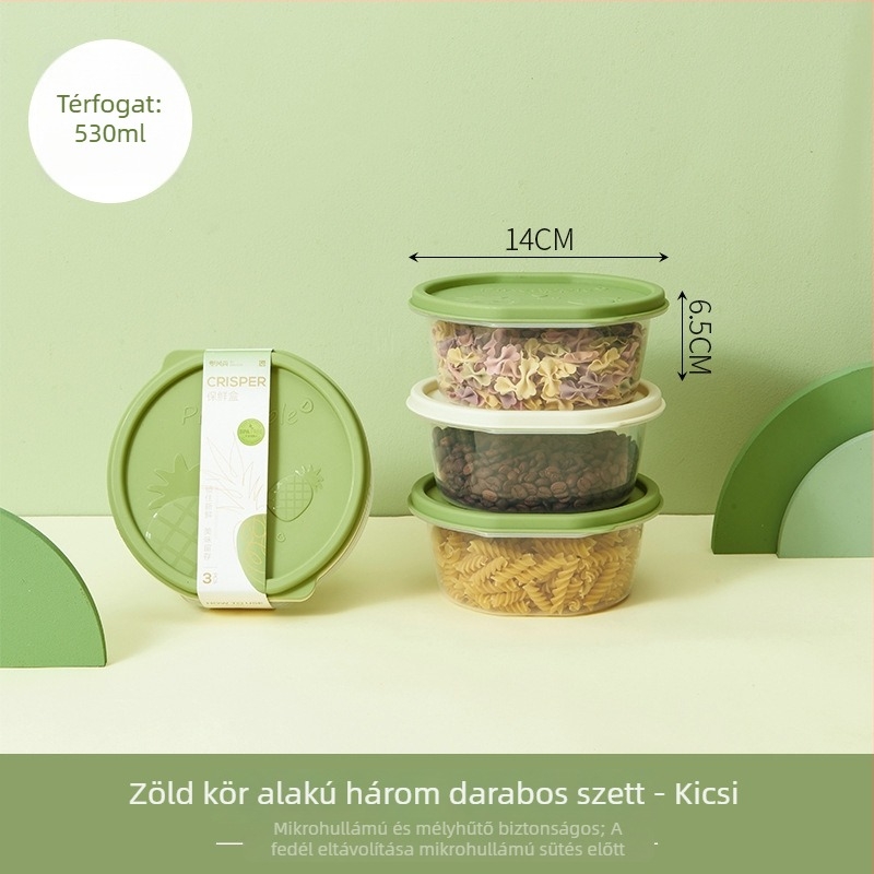 Frissességmegőrző ebédes doboz, kör alakú, 1-2L, PP anyag, mikrohullámú sütő-kompatibilis