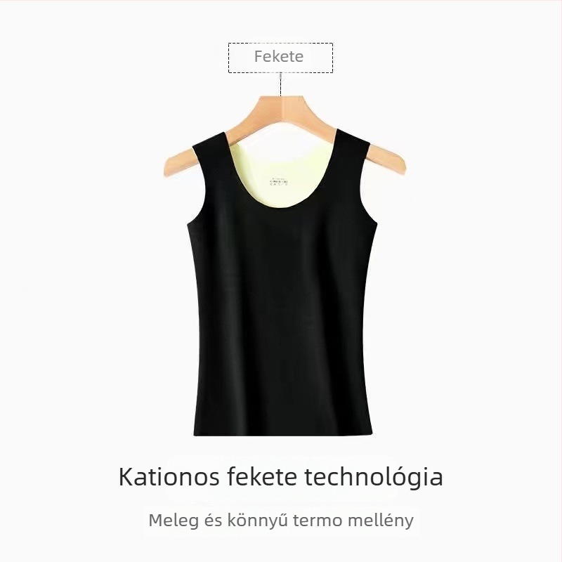 Női ujjatlan meleg mellény kétoldalas bársonnyal, vastag és gyorsan melegedő, varrat nélküli, karcsúsított alapréteg
