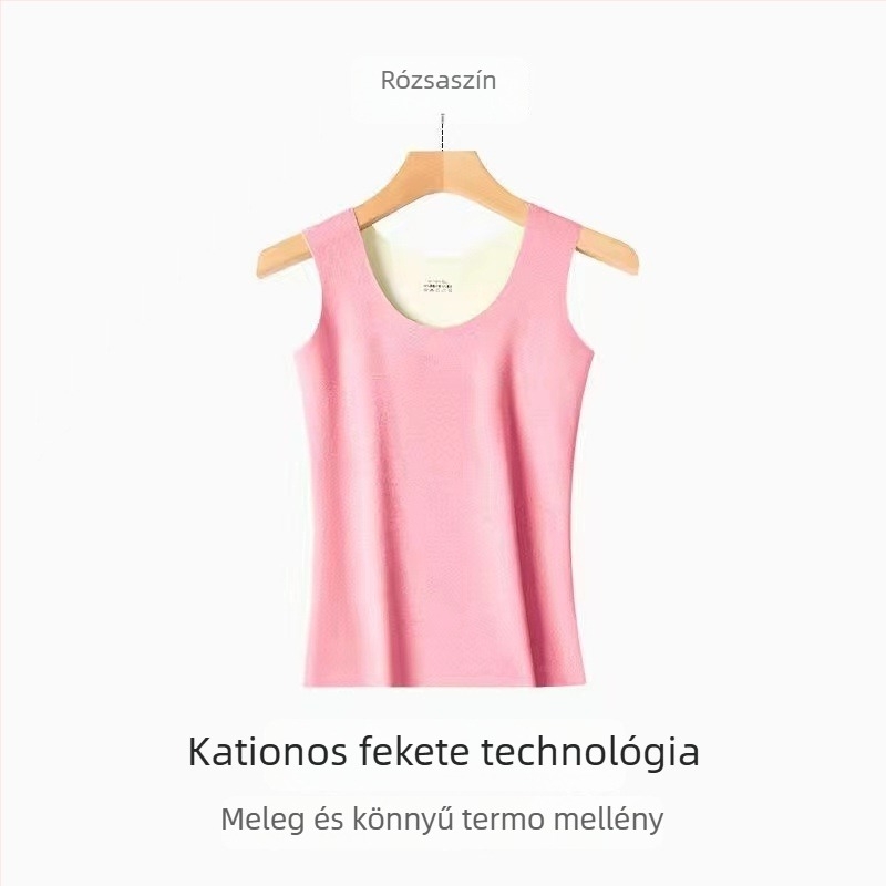 Női ujjatlan meleg mellény kétoldalas bársonnyal, vastag és gyorsan melegedő, varrat nélküli, karcsúsított alapréteg