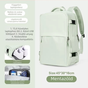 Utazó hátizsák, Uniszex, 36-55L, 16 hüvelykes laptophoz, Oxford anyag, légpárnás vállpántok, bővíthető, üzleti utakhoz