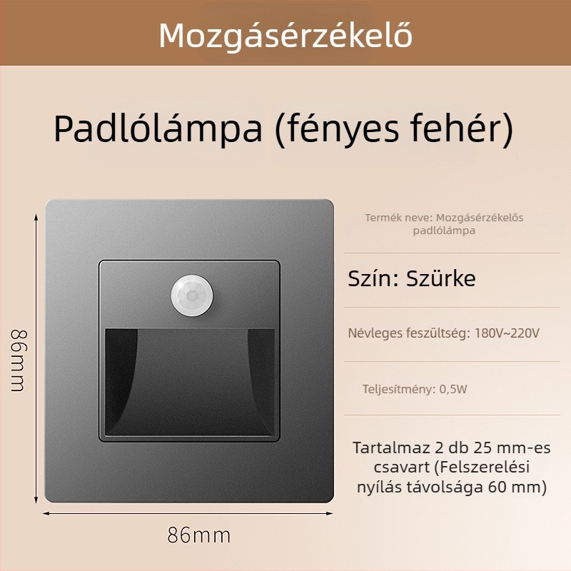 Mozgásérzékelős lépcsőfok világítás, 86-os beépített dizájn, LED lámpa, PC ház, 220V