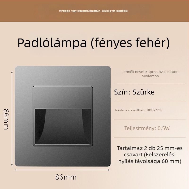 Mozgásérzékelős lépcsőfok világítás, 86-os beépített dizájn, LED lámpa, PC ház, 220V