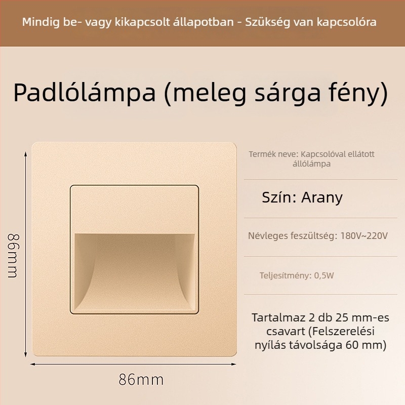 Mozgásérzékelős lépcsőfok világítás, 86-os beépített dizájn, LED lámpa, PC ház, 220V