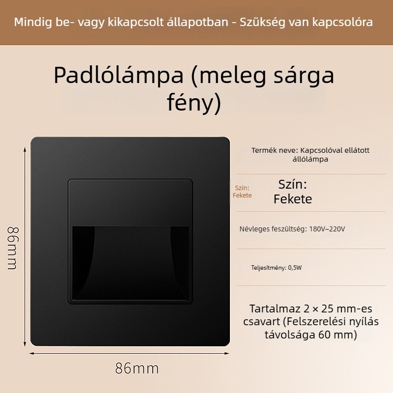 Mozgásérzékelős lépcsőfok világítás, 86-os beépített dizájn, LED lámpa, PC ház, 220V
