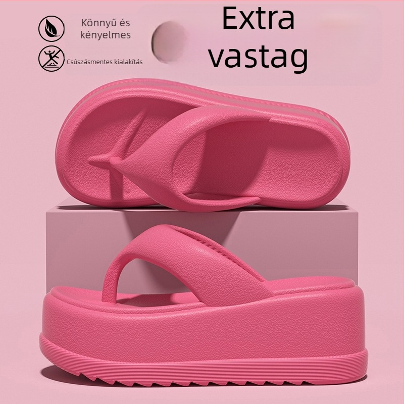 Női EVA flip-flop papucs, vastag talppal a magasság növelésére, elválasztott lábujj, minimalist stílus, nyári kültéri viselet