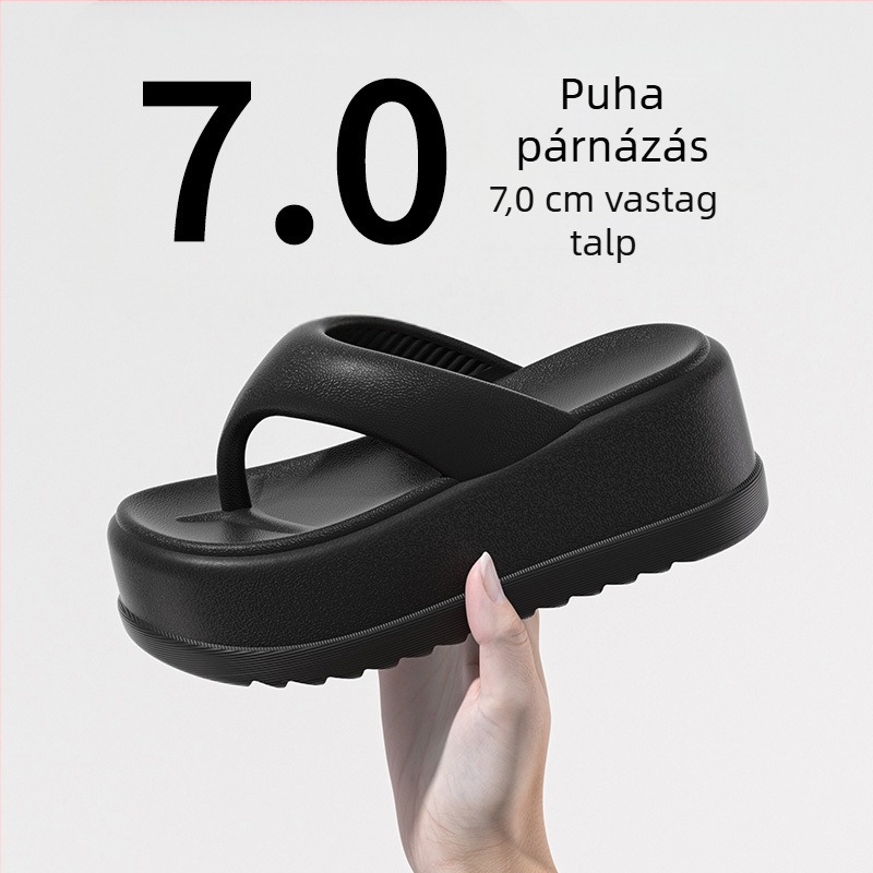 Női EVA flip-flop papucs, vastag talppal a magasság növelésére, elválasztott lábujj, minimalist stílus, nyári kültéri viselet