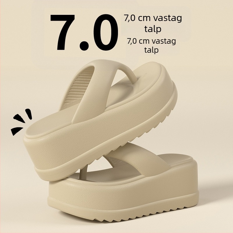 Női EVA flip-flop papucs, vastag talppal a magasság növelésére, elválasztott lábujj, minimalist stílus, nyári kültéri viselet