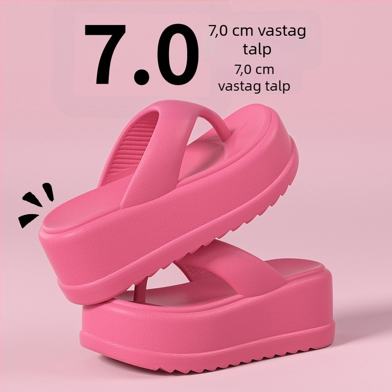 Női EVA flip-flop papucs, vastag talppal a magasság növelésére, elválasztott lábujj, minimalist stílus, nyári kültéri viselet