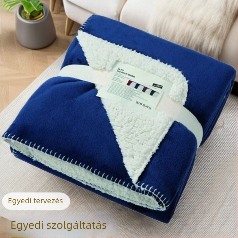 Ultra-soft poliészter flís keverék báránygyapjú takaró élzáró háromszög varrással