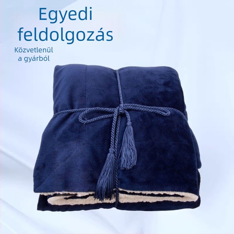 Ultra-soft poliészter flís keverék báránygyapjú takaró élzáró háromszög varrással