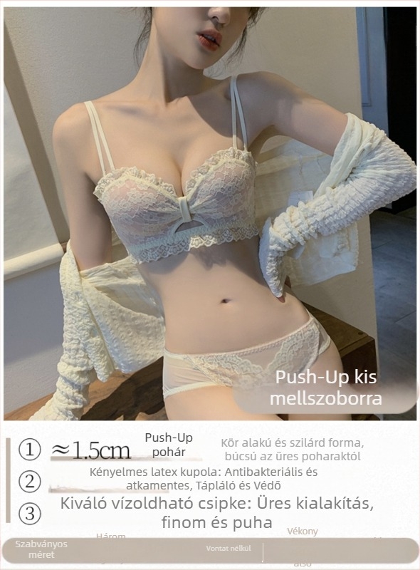 Csipkés melltartó acélgyűrű nélkül, 3/4-es kosár, közepes formázó kosár, levehető dupla vállpántok