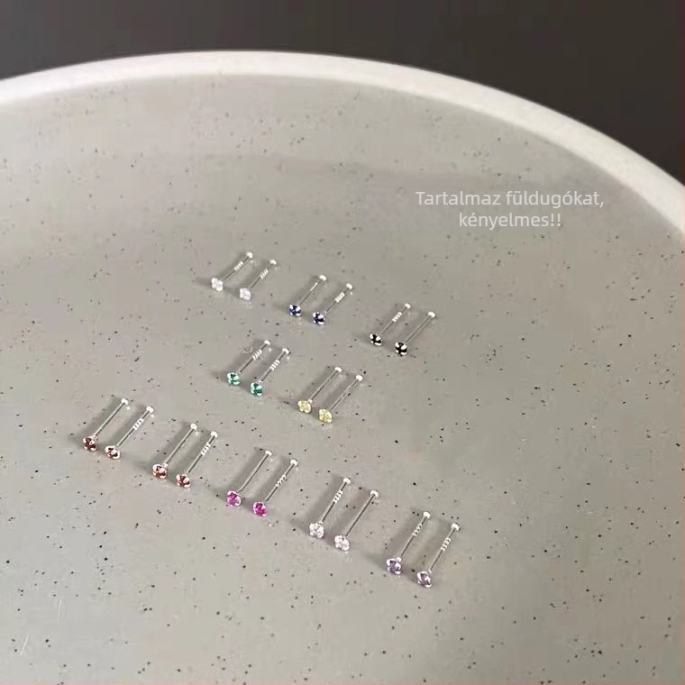 S999 Sterling ezüst cirkón fülbevalók pároknak, könnyű lux, kompakt és elegáns