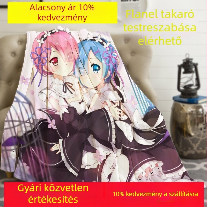 Nagy méretű, testre szabható flanel pléd anime mintával, saját képével, kanapéra és pihenéshez