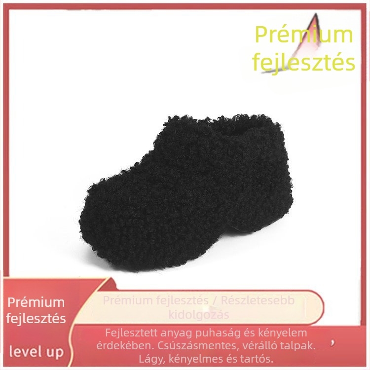Női slip-on papucs velúr felsőrésszel, belső szőrme bélés, rejtett magasság növelés, kerek orr, vastag sarok