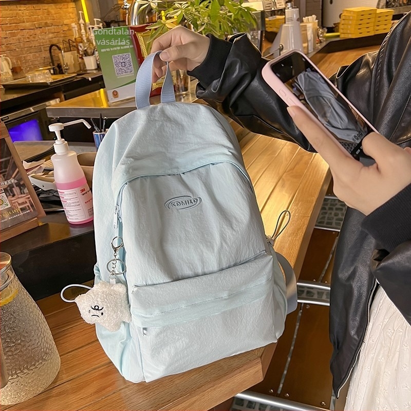 Uniszex iskolai és utazó hátizsák, egyszínű nylonból, koreai stílus, 14 hüvelykes laptophoz, 20–35 liter, vízálló, 2025 nyár