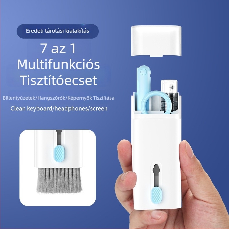 Fülhallgató tisztító toll, Modell B1, ABS, Többfunkciós tisztító készlet, OEM gyártás
