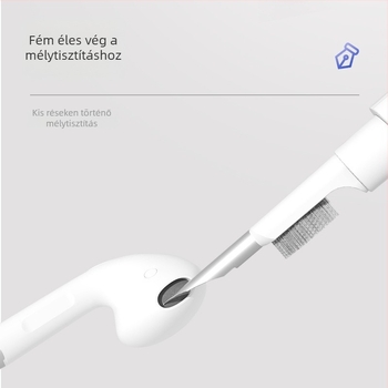 Bluetooth fülhallgató tisztító toll — univerzális kompatibilitás; műanyag test; modell Q2; súly 14,7 g; Funkció: fülhallgatók, mobiltelefonok és egyéb elektronikus eszközök tisztítása; 1 év garancia