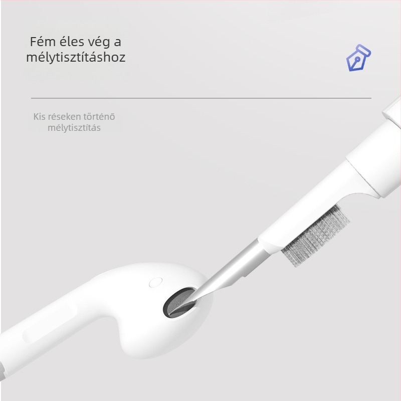 Bluetooth fülhallgató tisztító toll — univerzális kompatibilitás; műanyag test; modell Q2; súly 14,7 g; Funkció: fülhallgatók, mobiltelefonok és egyéb elektronikus eszközök tisztítása; 1 év garancia