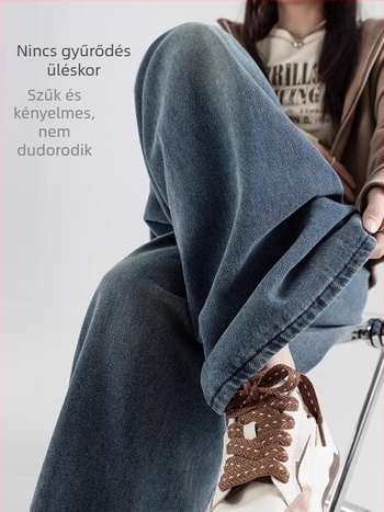 Női terhességi farmer nadrág denim, has támogatás nélkül, tavasz-nyár stílus, egyenes, széles szárú