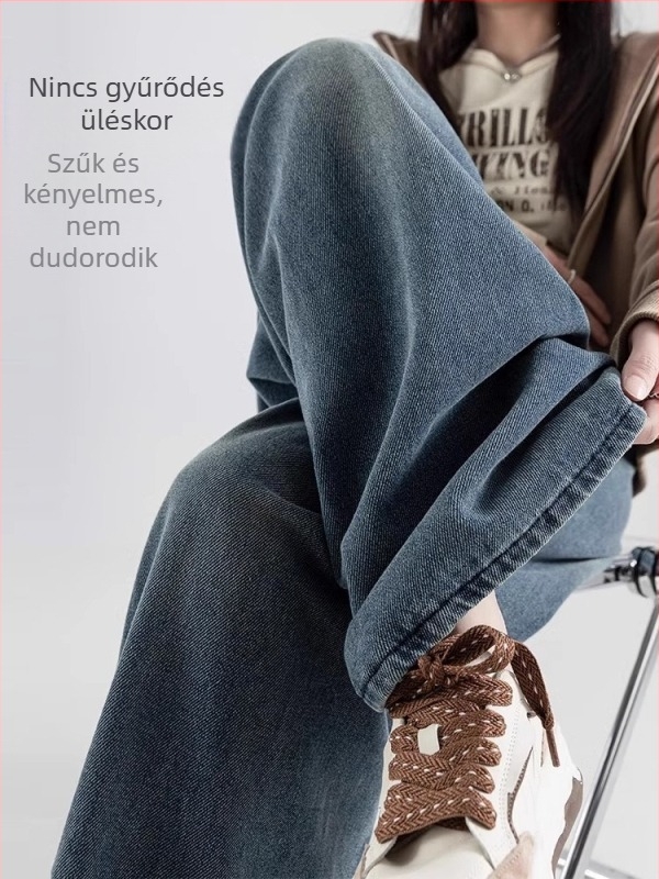 Női terhességi farmer nadrág denim, has támogatás nélkül, tavasz-nyár stílus, egyenes, széles szárú