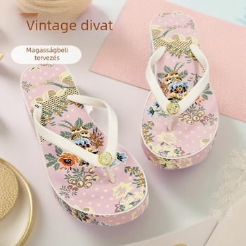 Klin talpú papucs TB mintával (PVC felsőrész, kerek orr, belső bélés nélkül, kompozit talp)