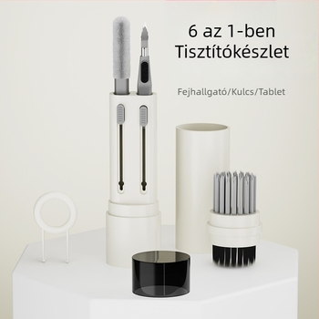 SYT-05 Hat egyben Fülhallgató Tisztító Toll — Univerzális tisztító eszköz AirPods, telefonok és billentyűzetekhez; Műanyag test; Súly 42 g; Lézergravírozott logó