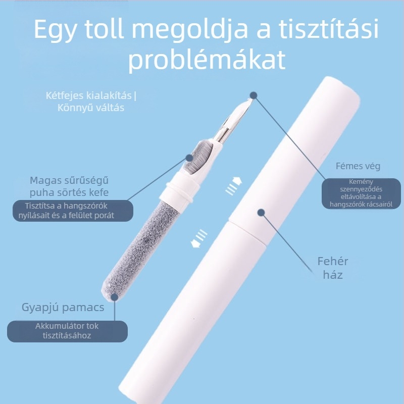 Bluetooth tisztító toll – három darabból álló tisztító készlet, univerzális kompatibilitás (ABS + flocking + rostok; modell 001; tömeg 10,5 g)
